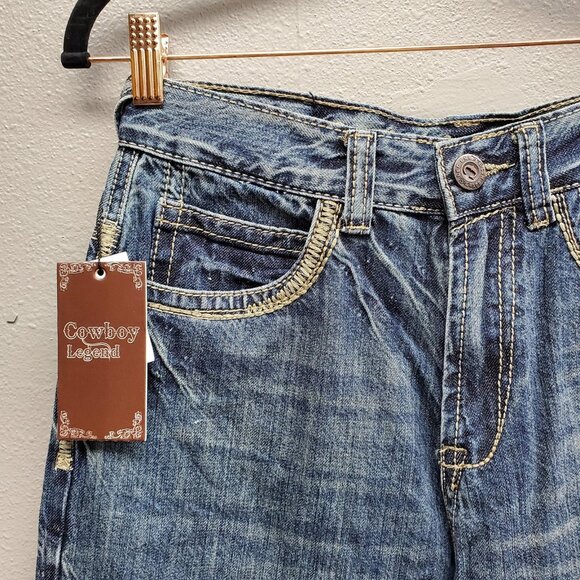 Cowboy Legend Jeans Womens Size 18 Blue Straight Leg Embroidered Pockets Western - Picture 3 of 15